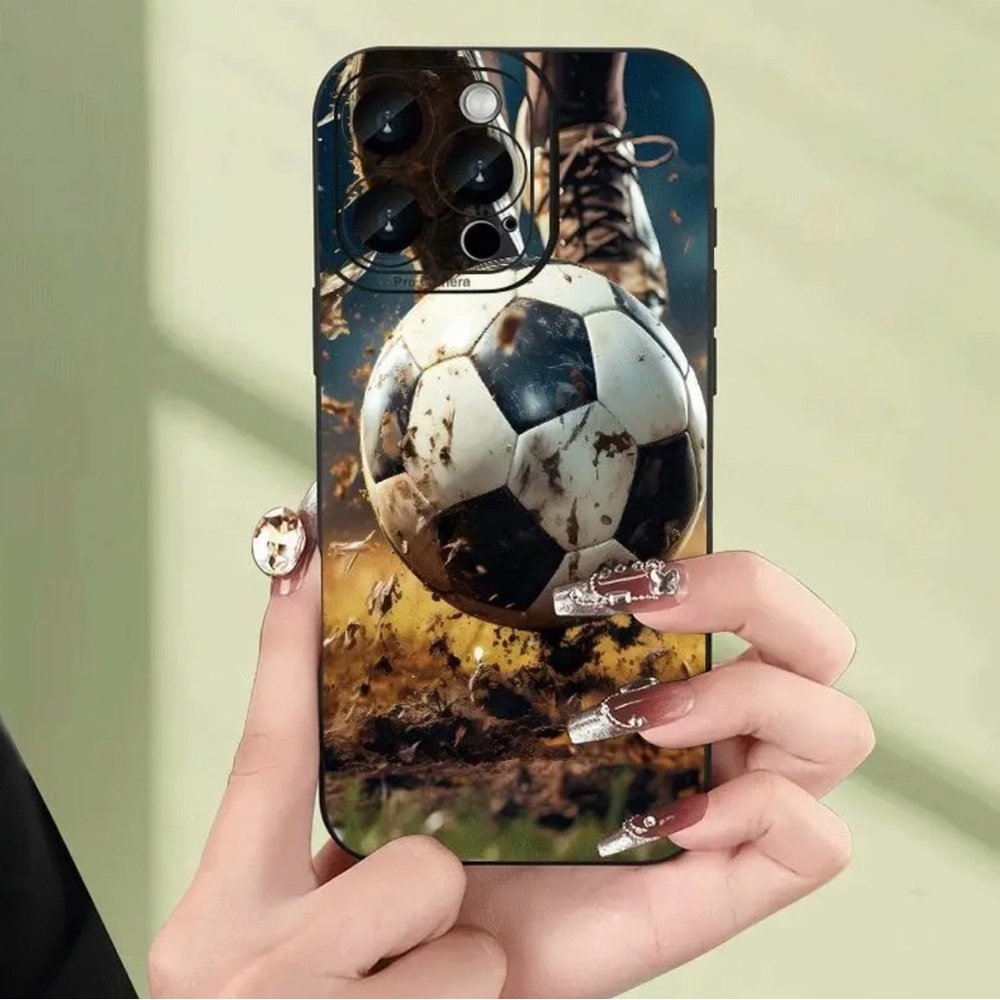 Apple iPhone Phone Case Soccer Ball  Shockproof  Black TPU Case Unisex